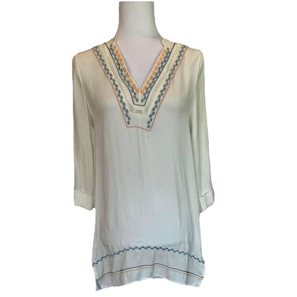 dolan Left Coast Collection Tunic White Embroidered Size XS - Picture 1 of 10